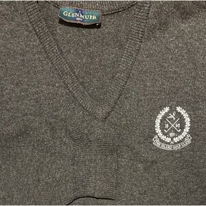 The Island Golf Club X Glen Muir Sweater Sz L Wool Ireland Gray V Neck Vintage